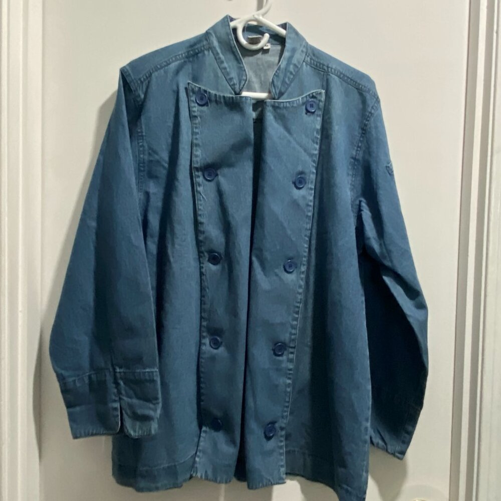 Vintage Denim Chef's Cotton Relaxed Napoleon Military Utility Unisex Jacket M